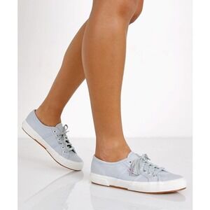 Superga 2750 Linen Chambray Casual Gray Low Top Flat Sneaker Size 8